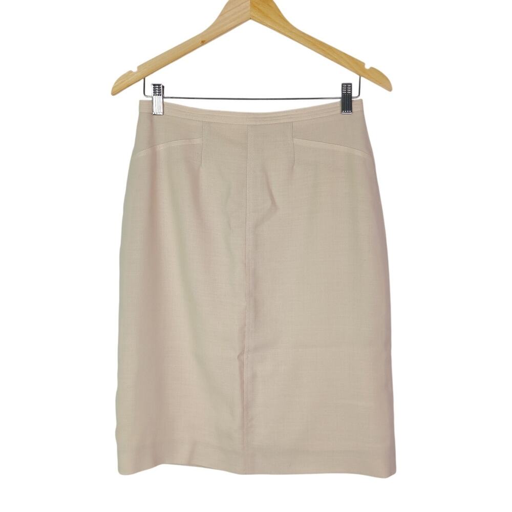Vtg Greta Garbo Butter Yellow Cream Virgin Wool Pencil Skirt 8 Made in Italy